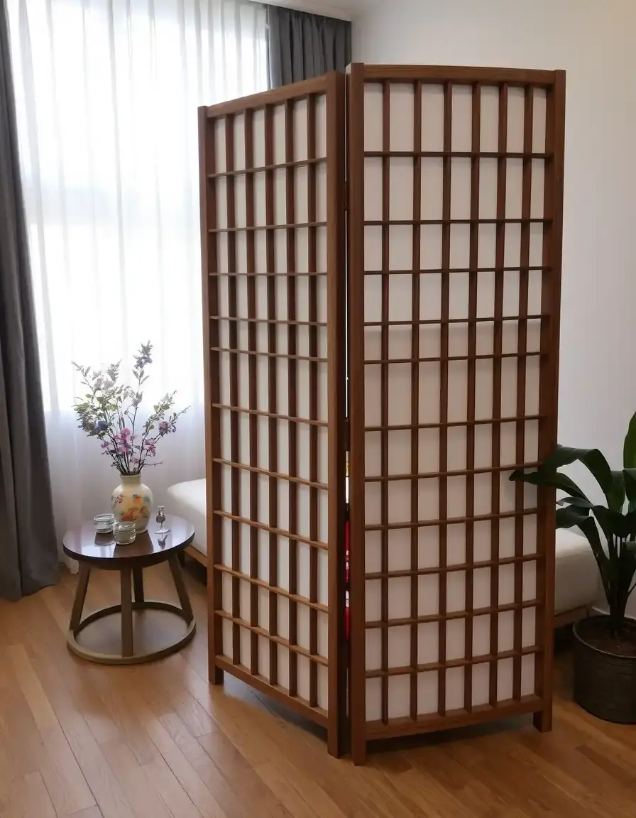 Room Divider Screen in legno per separazione open space cucina soggiorno
