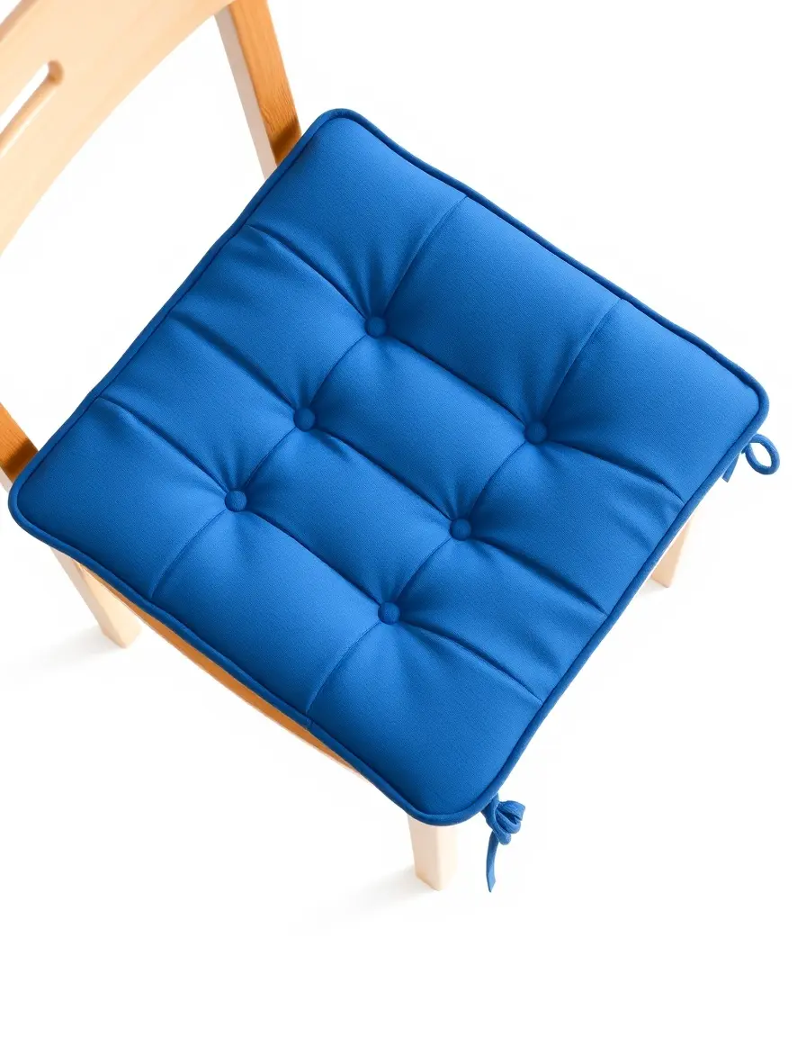 Cuscino quadrato blu per sedia con fondo antiscivolo