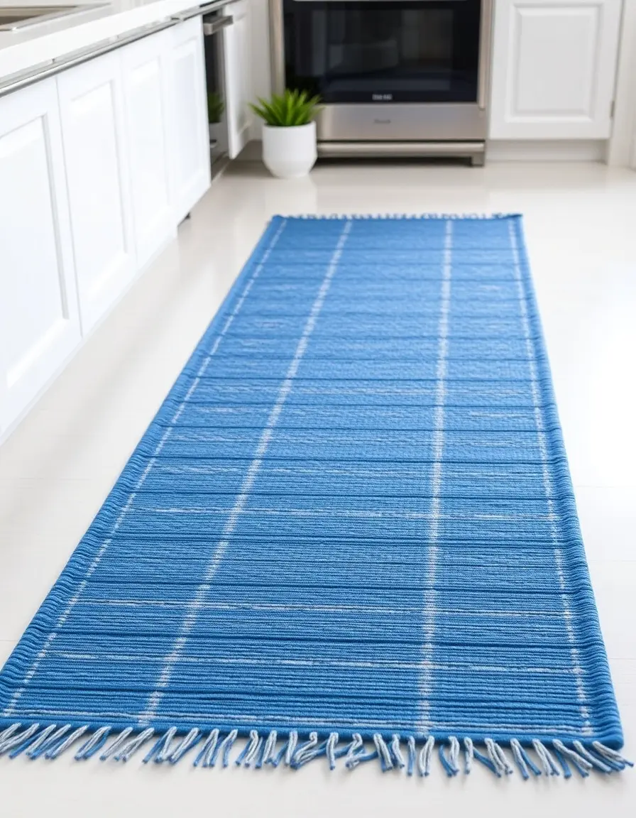 Tappeto runner cucina passatoia blu e bianca antiscivolo