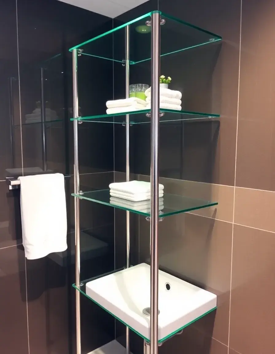 Glass Shelf Unit torre scaffale in vetro e cromo