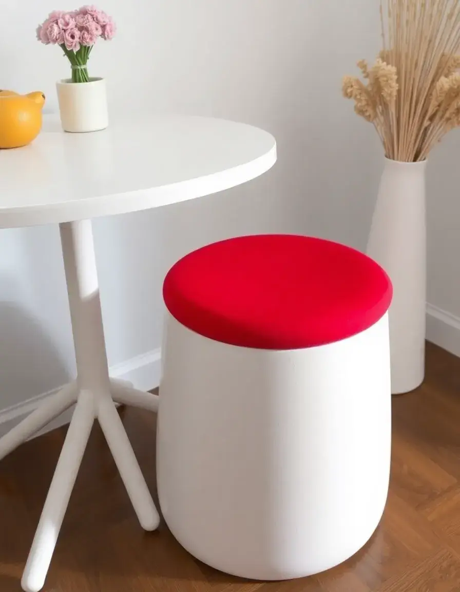 Cuscino rosso per seduta sgabello tondo