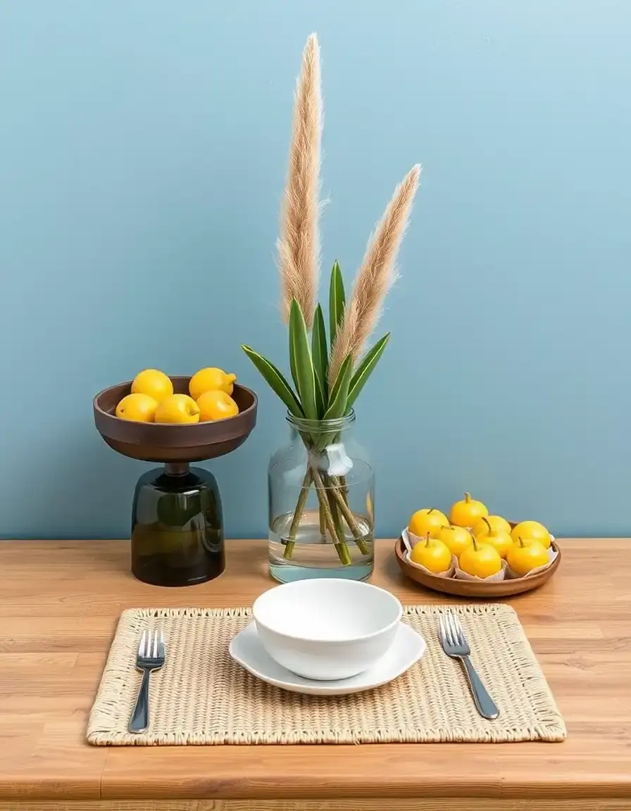 Set di 4 tovagliette intrecciate naturali per tavolo di cucina