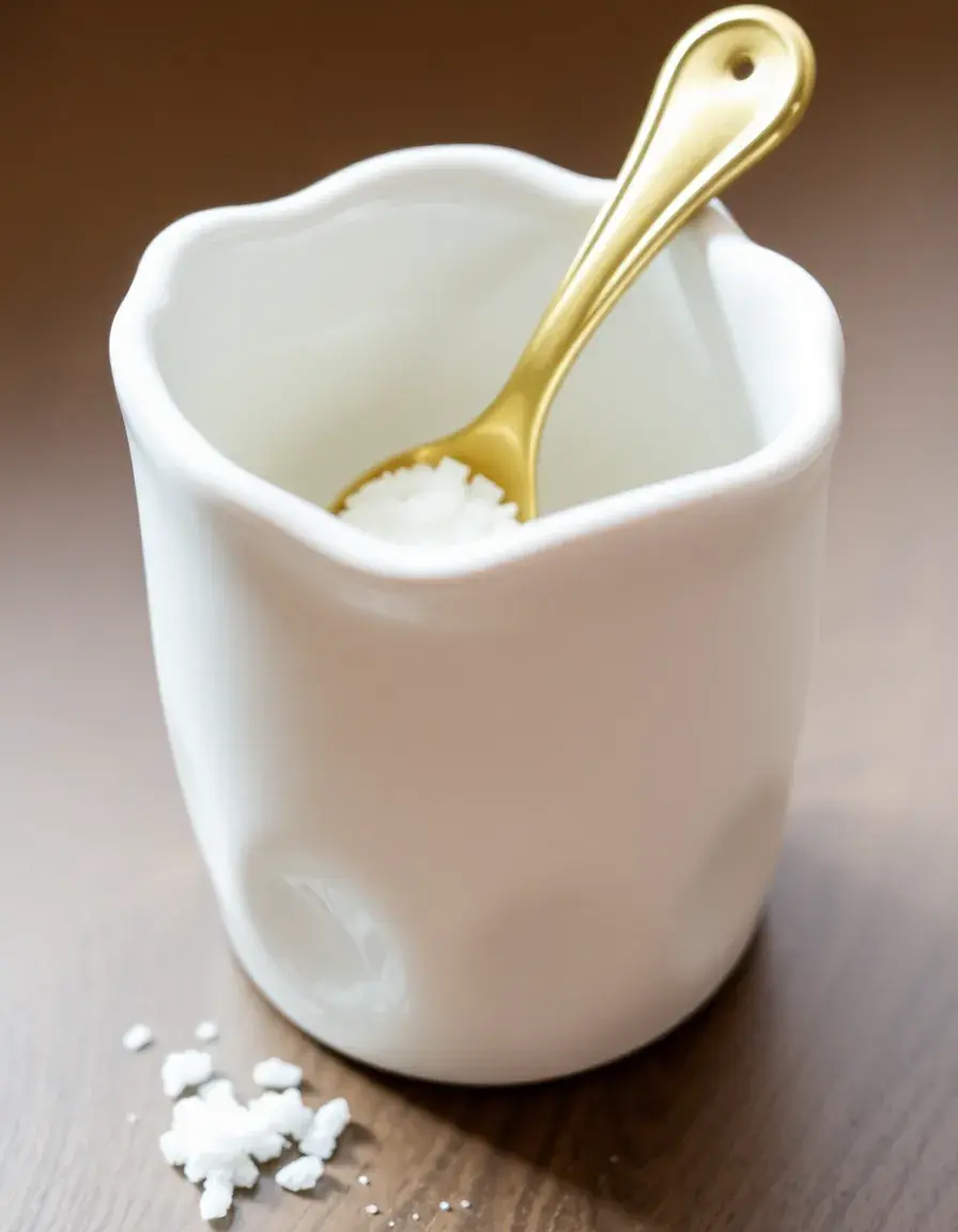 Saliera in ceramica bianca con cucchiaino per tavolo di cucina