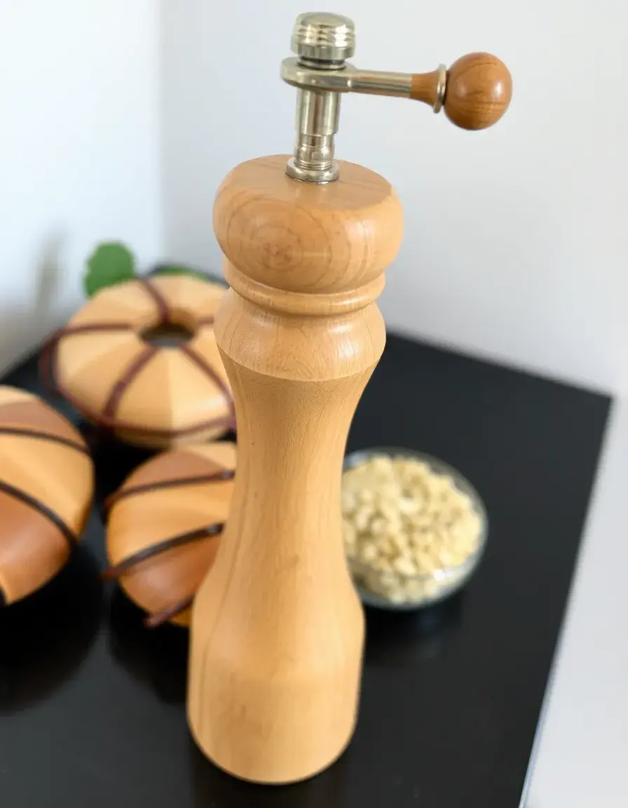 Macinapepe in legno naturale manuale per cucina