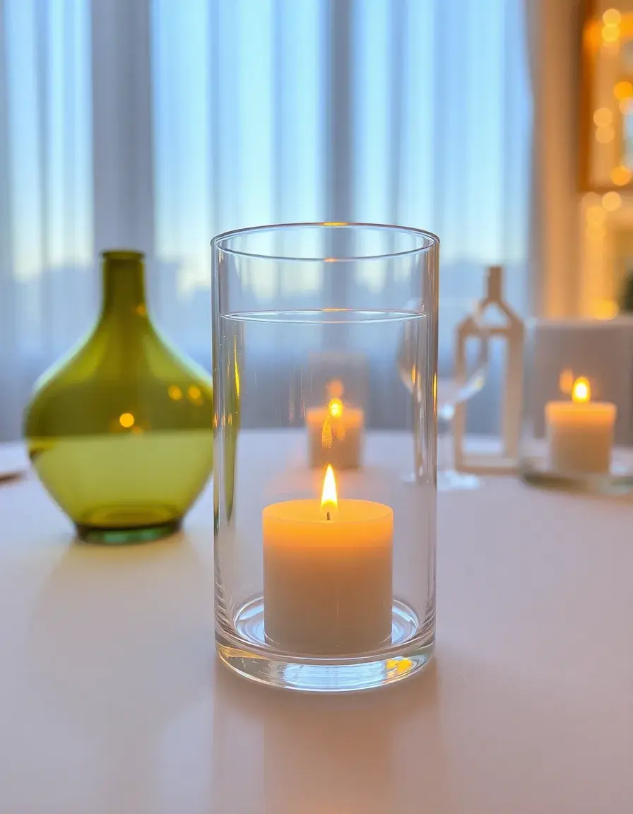 Portacandele in vetro trasparente elegante per tavolo