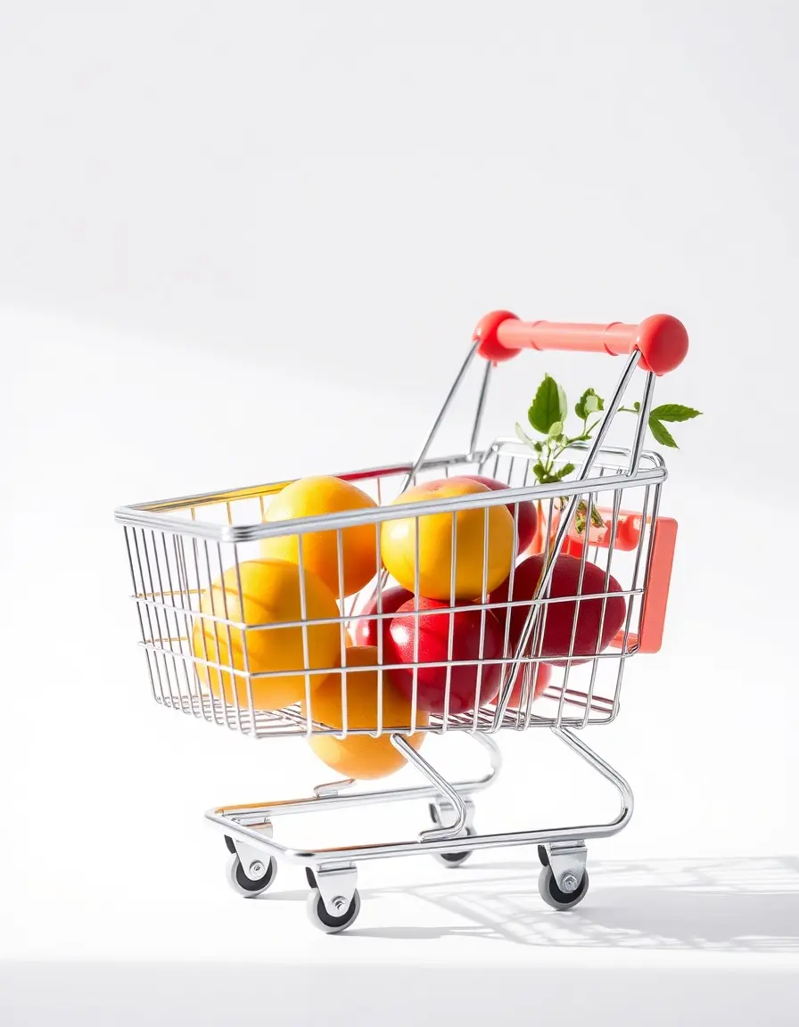 Carrello per frutta in filo metallico cromato