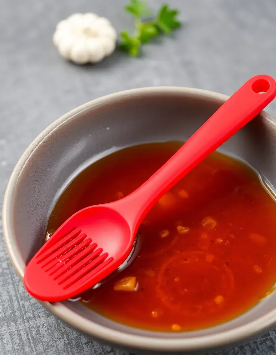 Pennello per marinata in silicone rosso manico lungo
