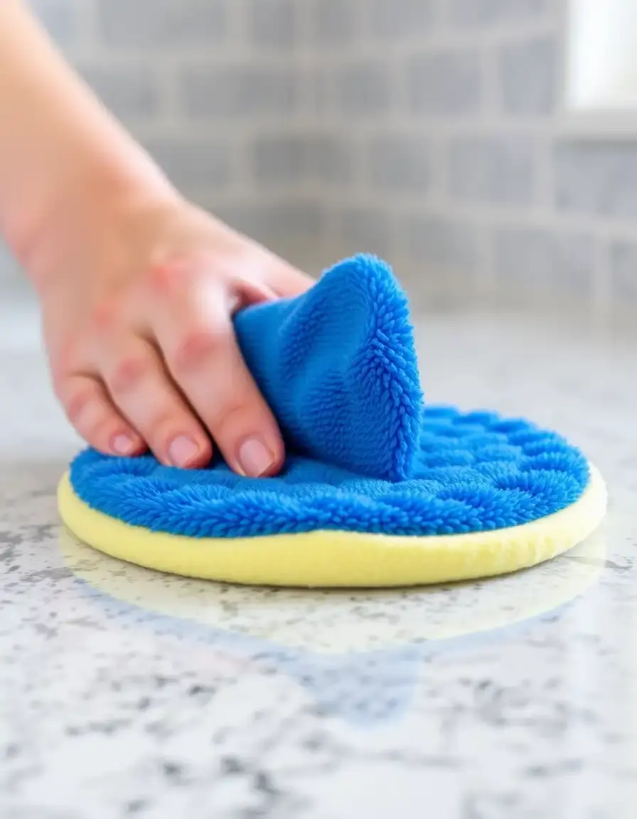Panno in microfibra blu per lucidatura top cucina
