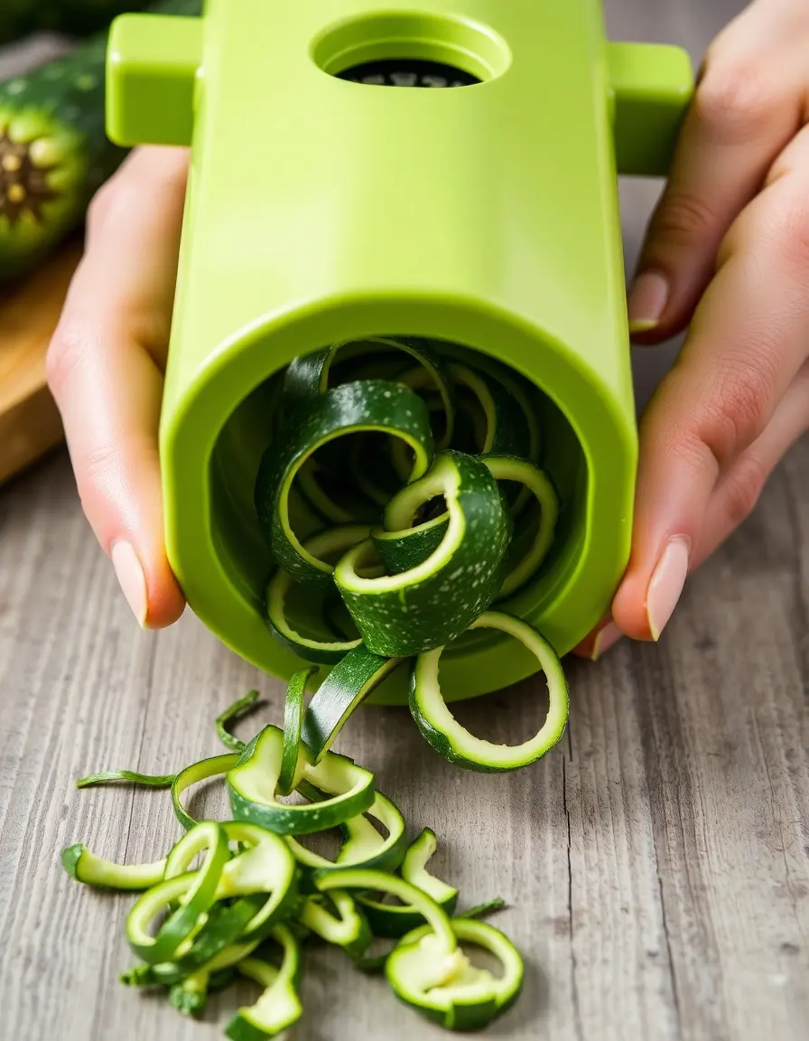 Spiralizzatore manuale per spaghetti di zucchine verde con lame in acciaio