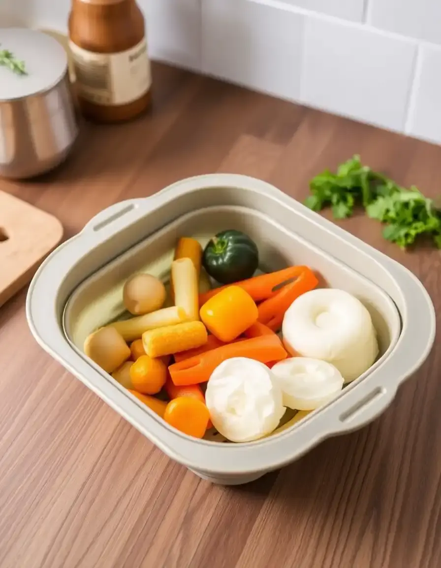 Cestello per cottura al vapore pieghevole in silicone alimentare