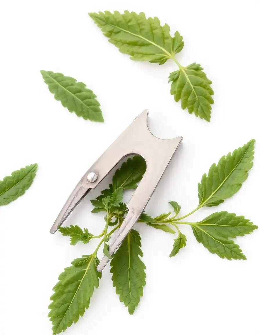 Strumento in metallo per sfilare foglie di erbe e cavolo nero