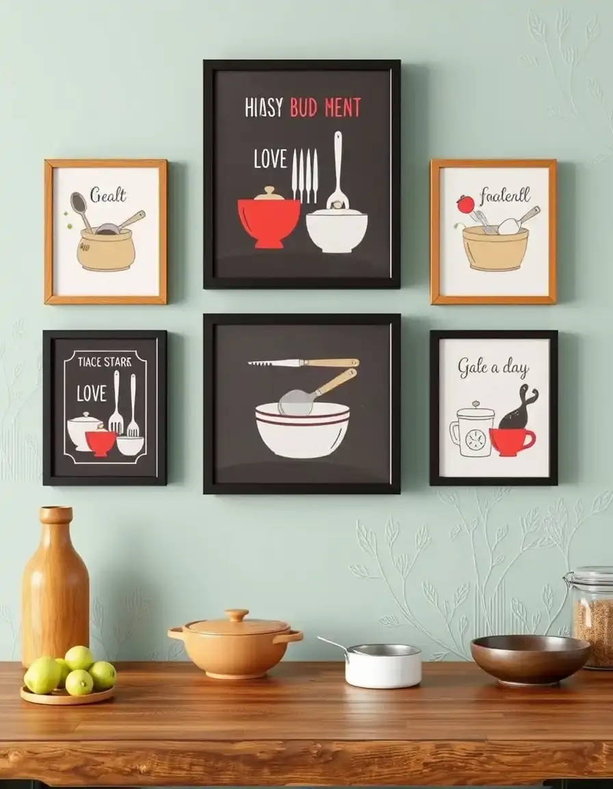 Set di stampe d'arte a tema cucina per arredare una cucina
