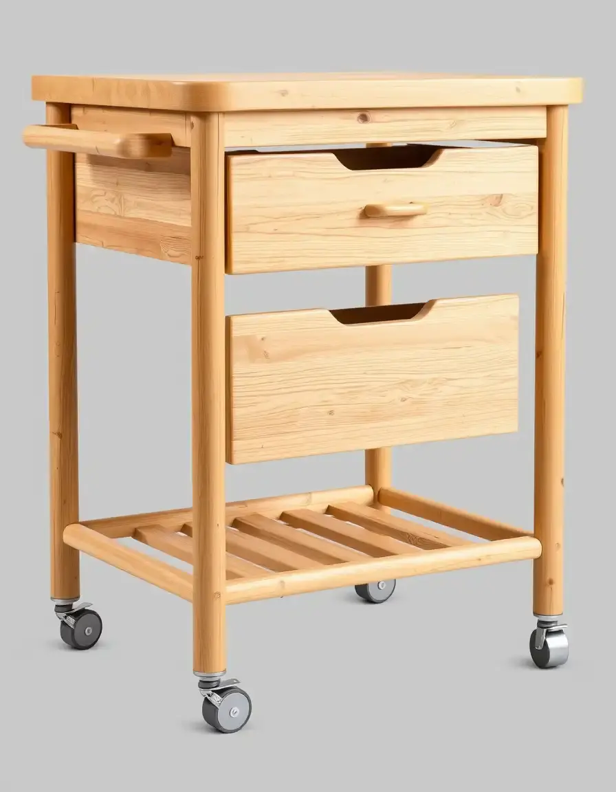 Carrello da cucina in bamboo con cassetti
