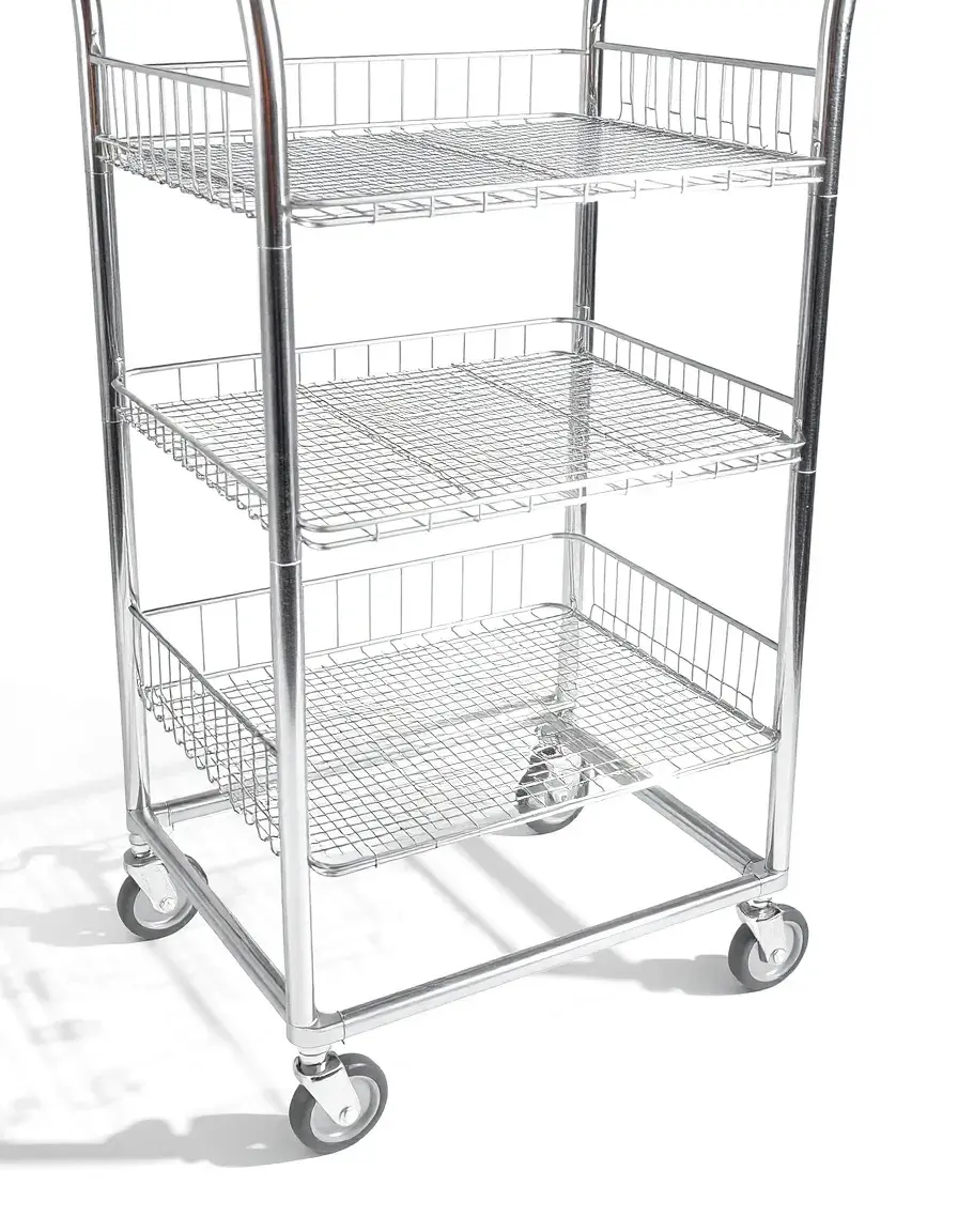 Carrello in rete metallica a più livelli