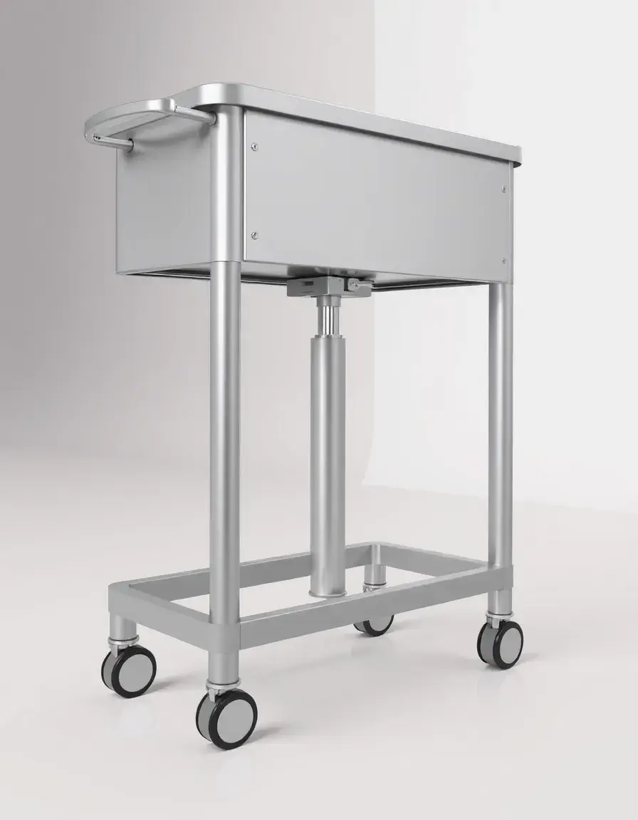 Carrello cucina in alluminio ad altezza regolabile con ruote bloccabili