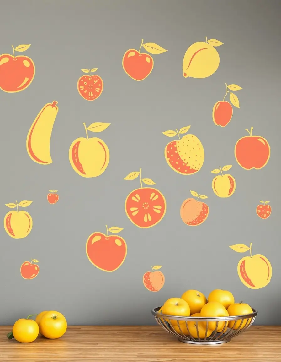 Stickers murali cucina con motivi frutta e colori vivaci