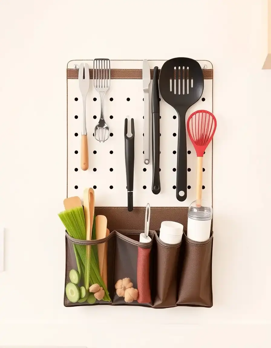 Organizzatore a muro trasparente per utensili da cucina
