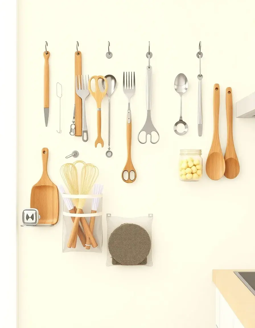 Organizer murale trasparente con tasche per utensili cucina