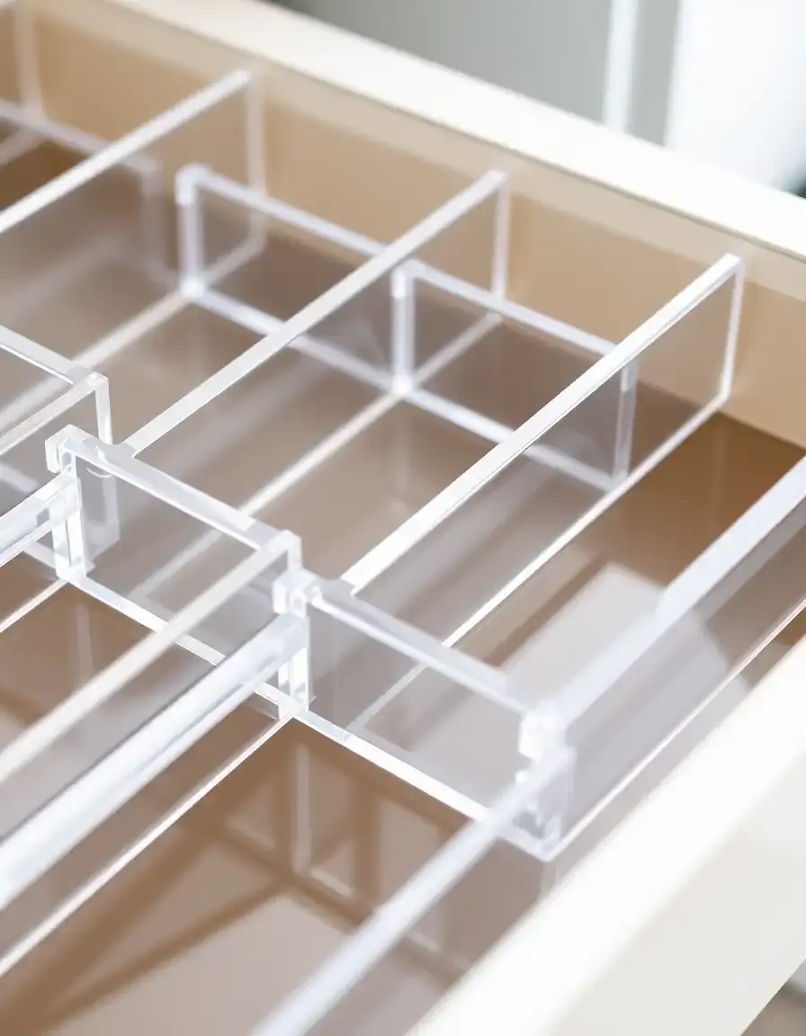 Set di divisori per cassetti trasparenti espandibili in acrilico per cassettiera cucina