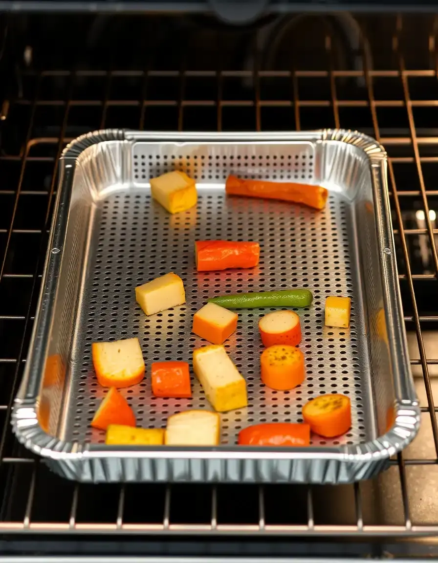 Perforated aluminum Veggie Roasting Tray for crispier broccoli