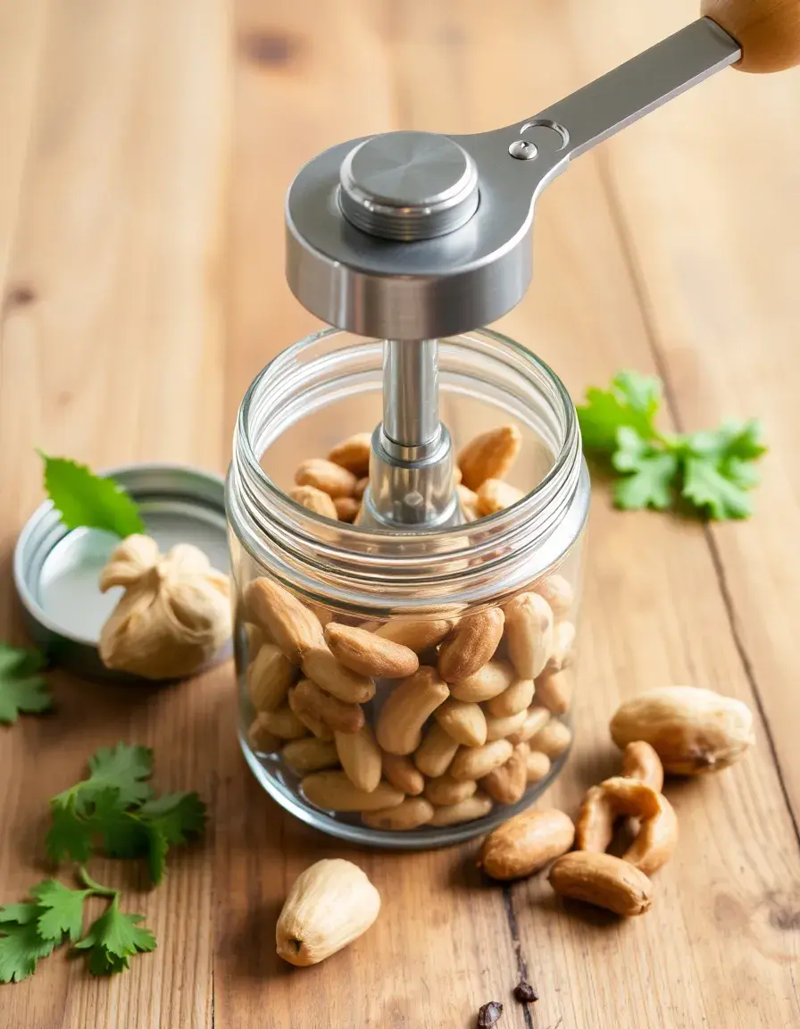 Manual Nut Chopper with glass jar for broccoli toppings