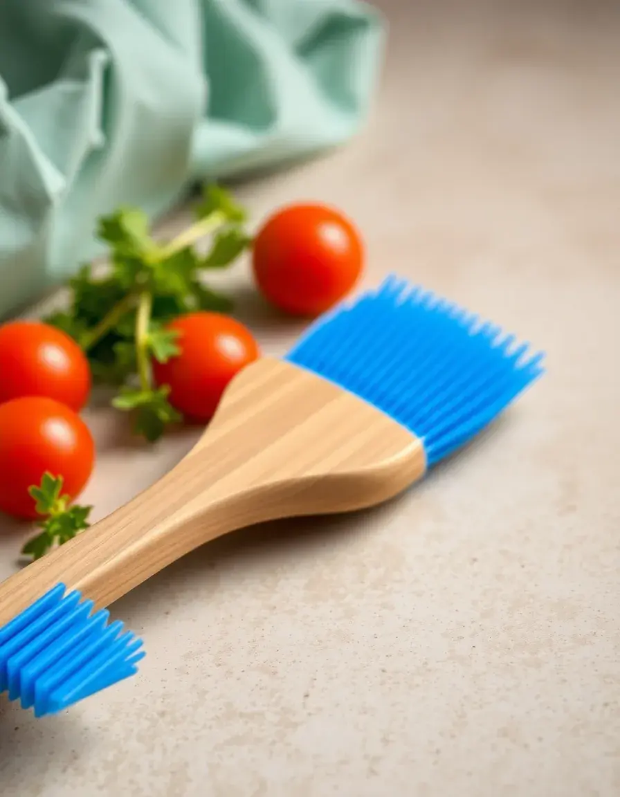 Silicone Basting Brush with wooden handle for oiling broccoli