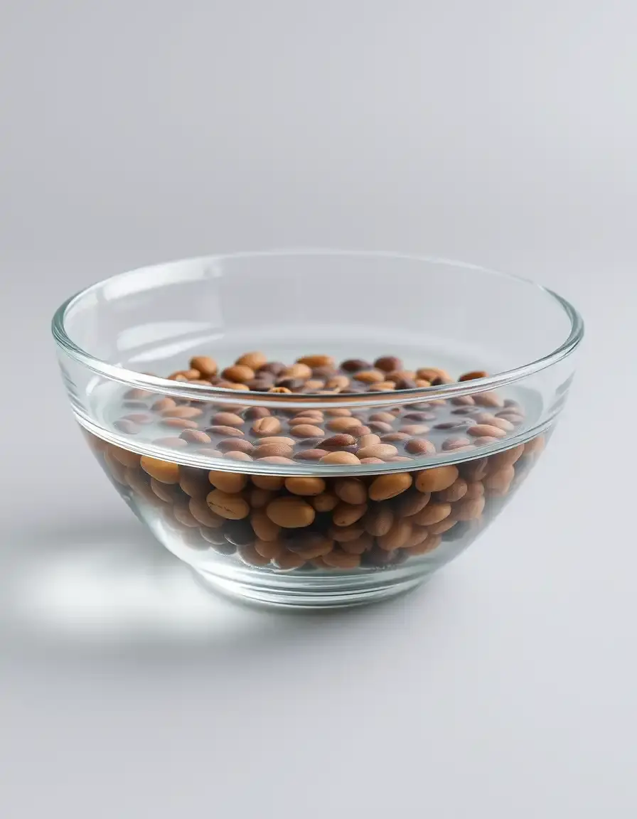Grande ciotola in vetro per ammollo ceci con linea dell'acqua