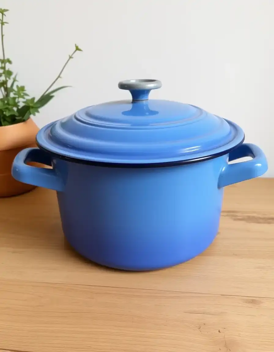 Large enamel stockpot for cooking octopus