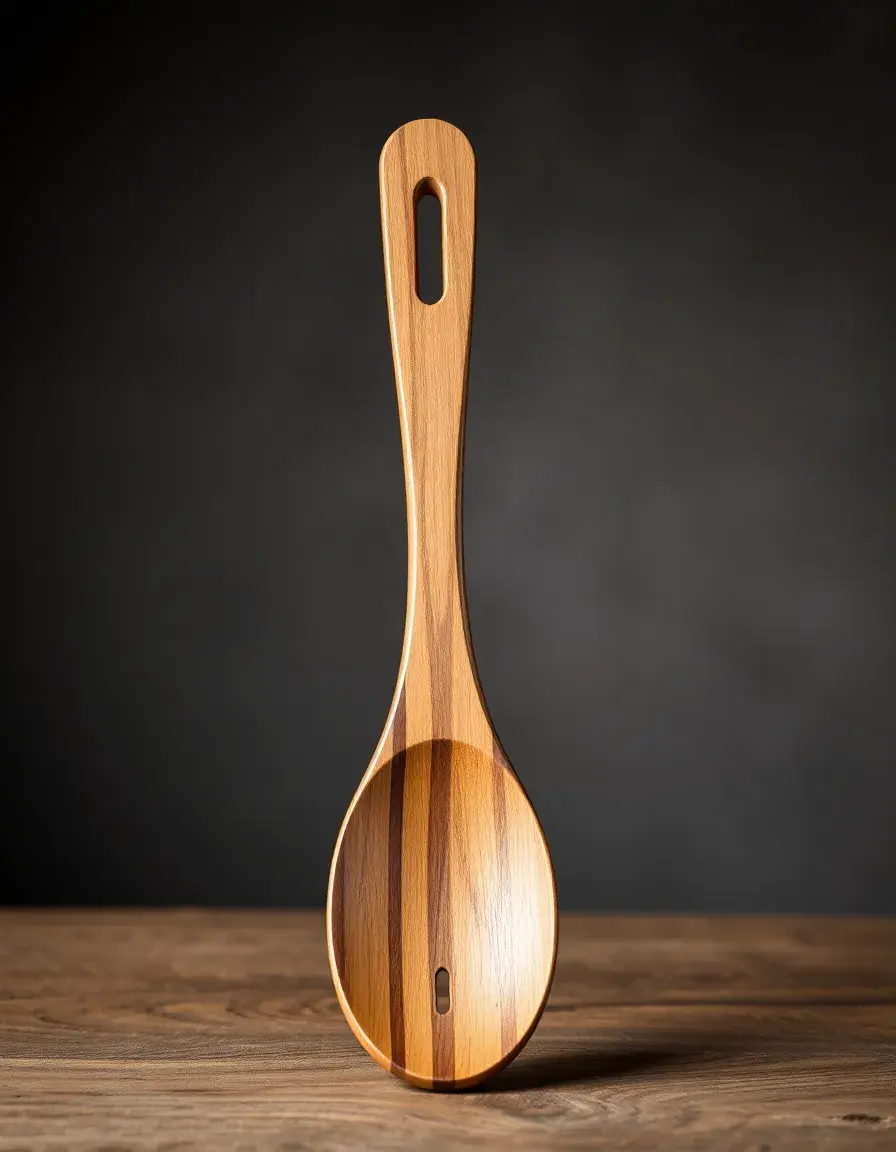Cucchiaio in legno naturale per mescolare cereali in cottura