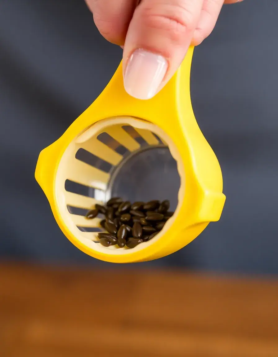 Spremi limone manuale giallo con raccogli semi per condire il pesce