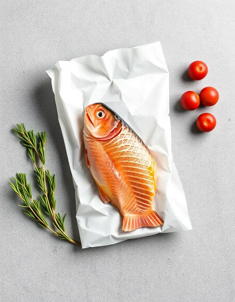 Sacchetti di carta forno pre-tagliati per la cottura del pesce al cartoccio