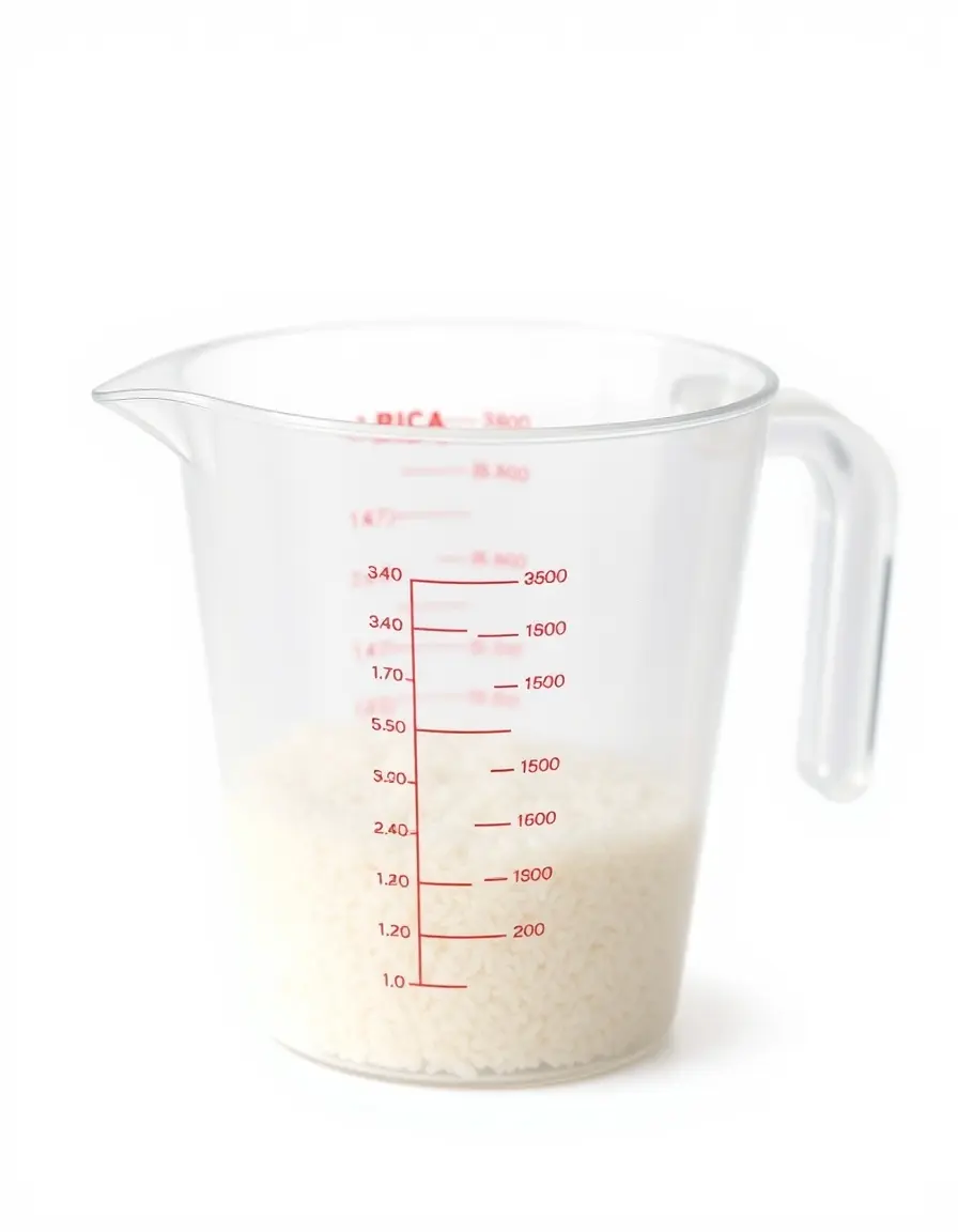 Misurino trasparente in plastica per riso basmati con segni di graduazione