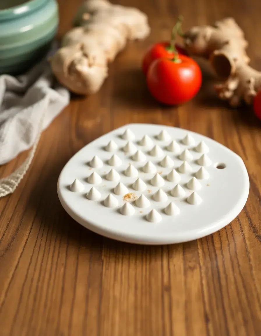 Grattugia per zenzero in ceramica bianca con punte integrate