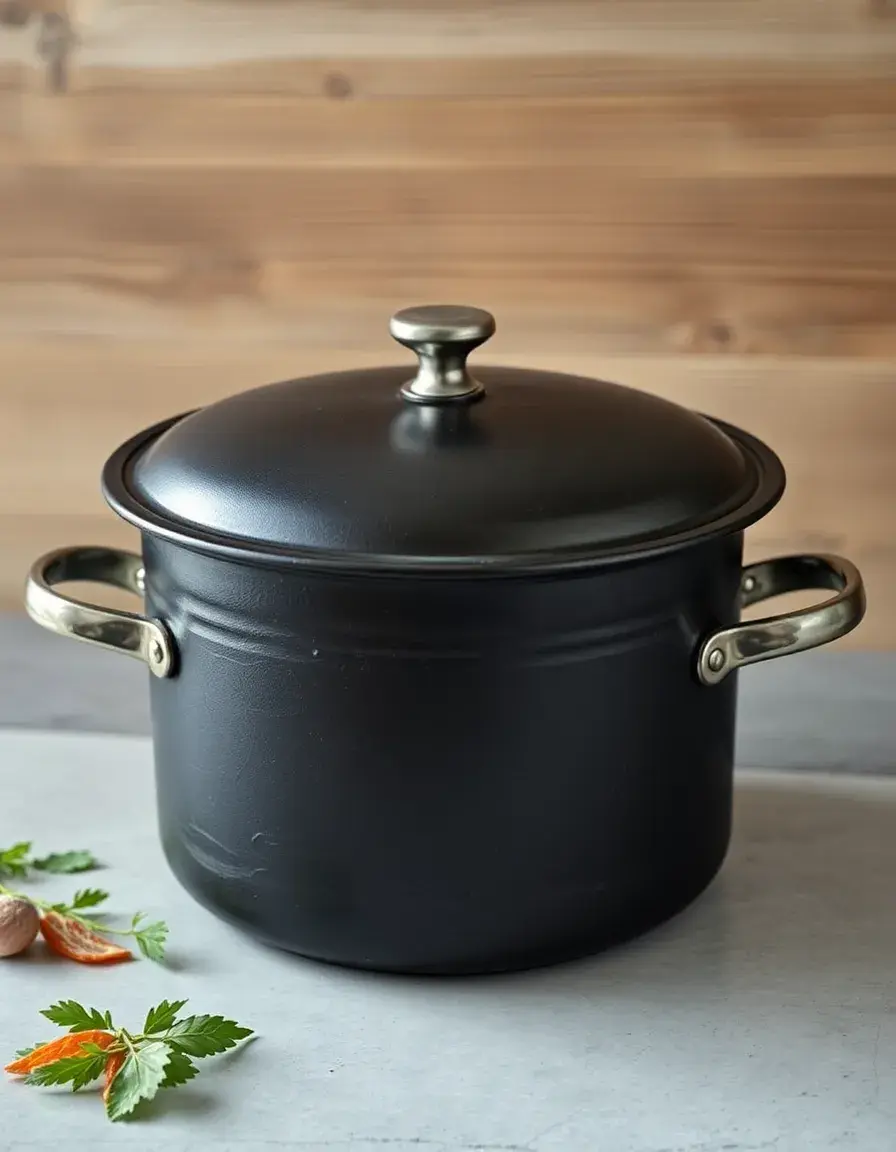 Pentola per brasare in alluminio pressofuso con coperchio nera