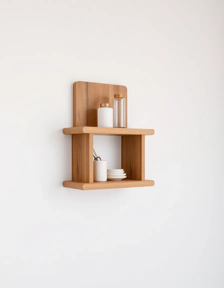 Scaffale organizzatore galleggiante in legno