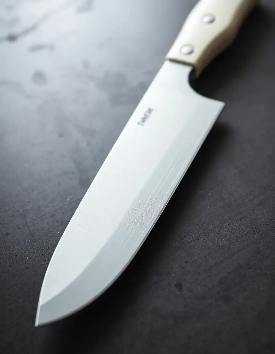 Coltello affilato per affettare il pollo con manico bianco