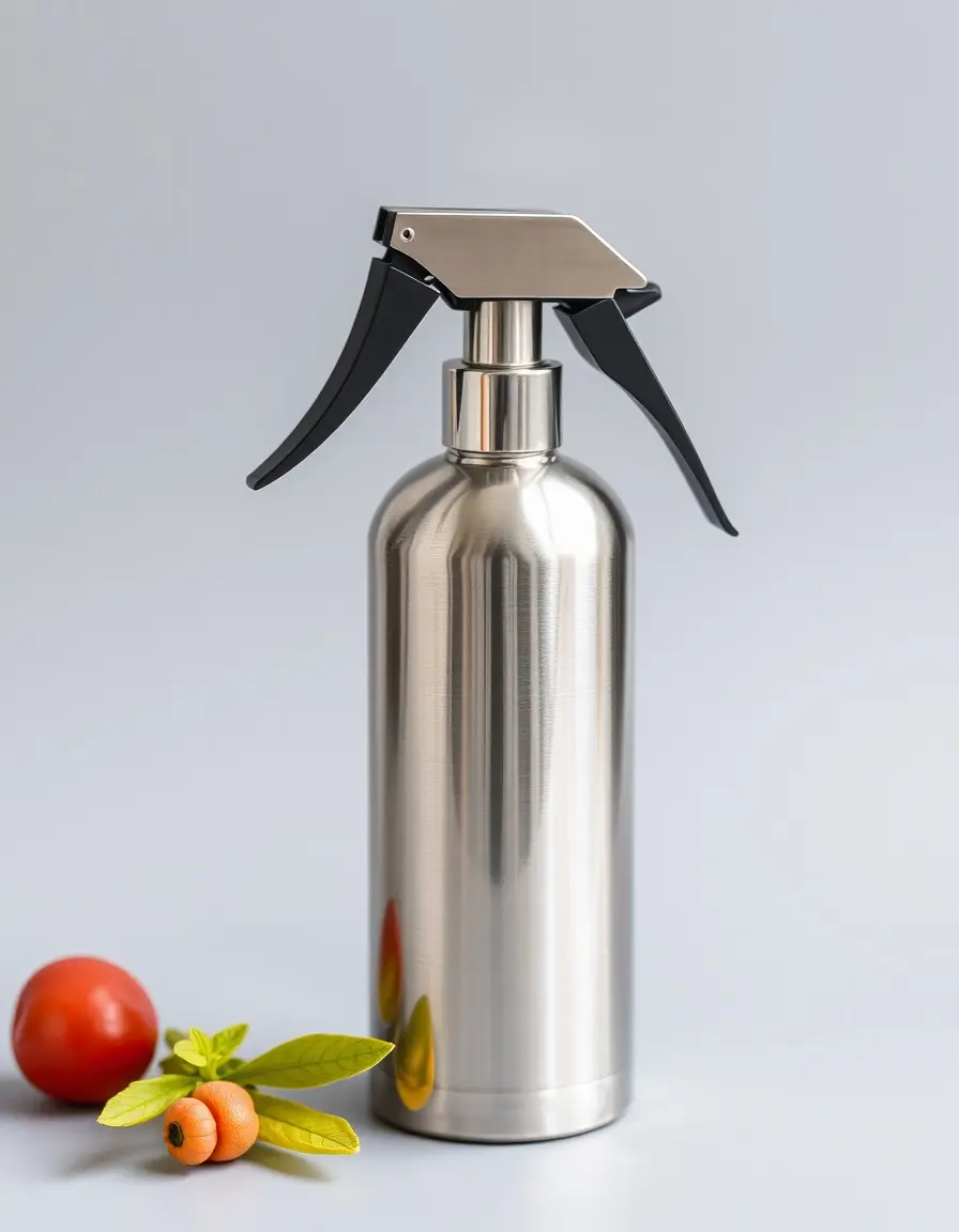 Nebulizzatore per olio in acciaio inossidabile argentato con pompa a pressione