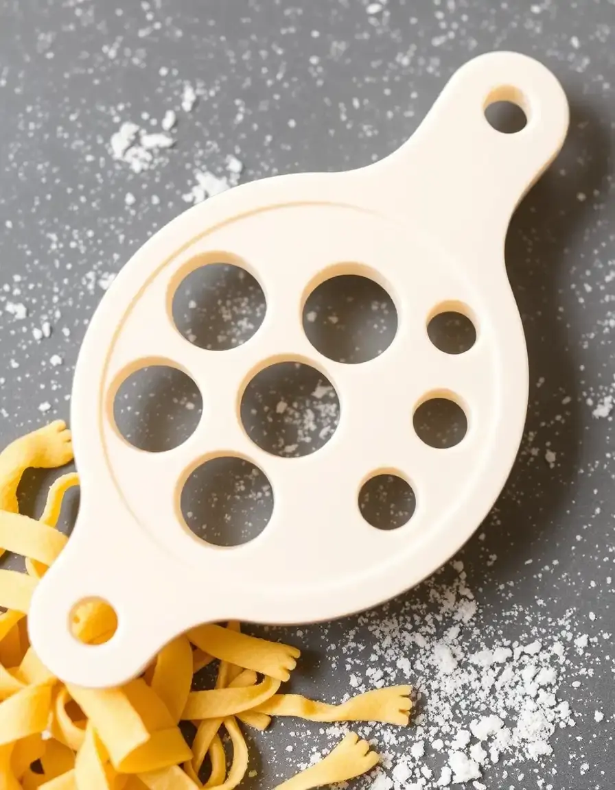 Misuratore per porzioni di pasta con fori di diverse dimensioni