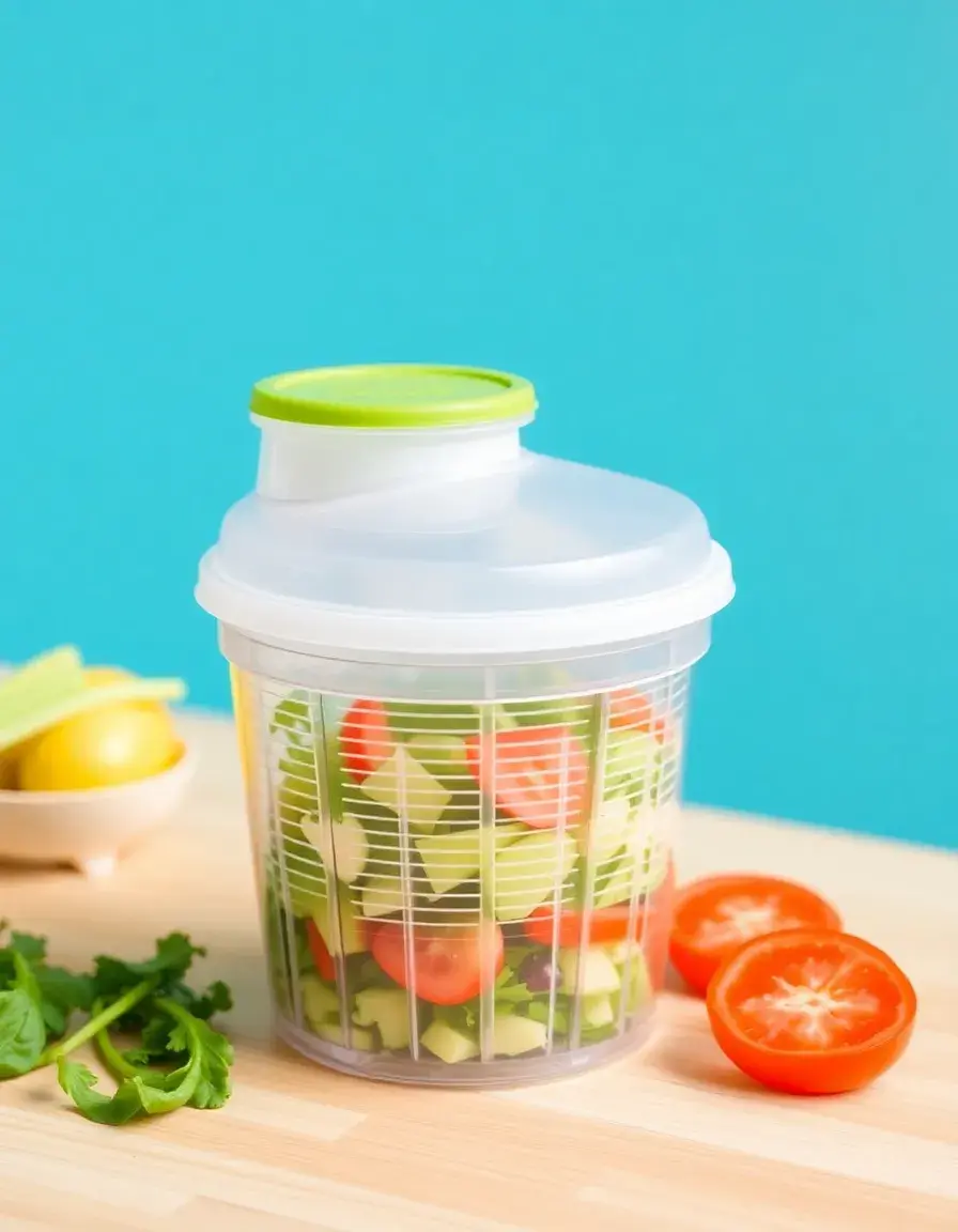 Centrifuga per insalata compatta con coperchio verde