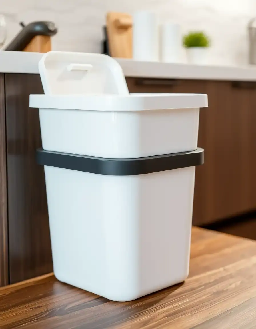 Clip in plastica bianca per sacchetto della spazzatura da bancone