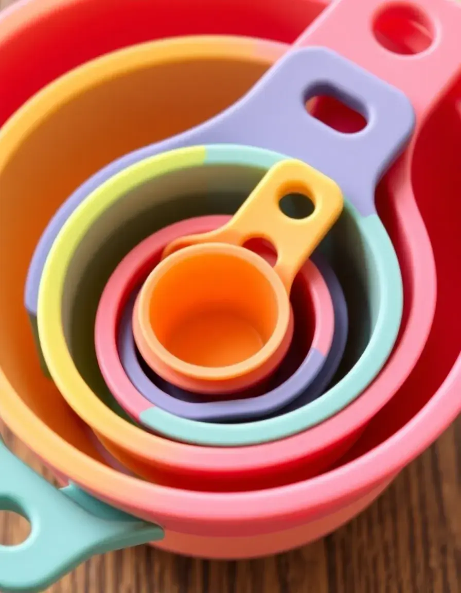 Misurini pieghevoli in silicone colorati e impilabili