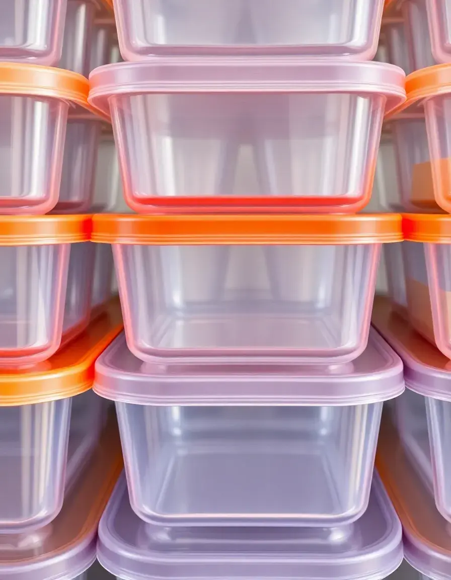 Contenitori per alimenti trasparenti e impilabili con coperchi ermetici