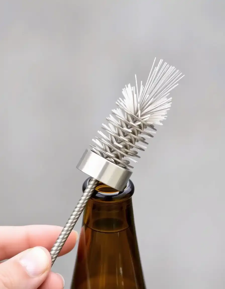 Scovolino per bottiglie in acciaio inossidabile con setole in nylon