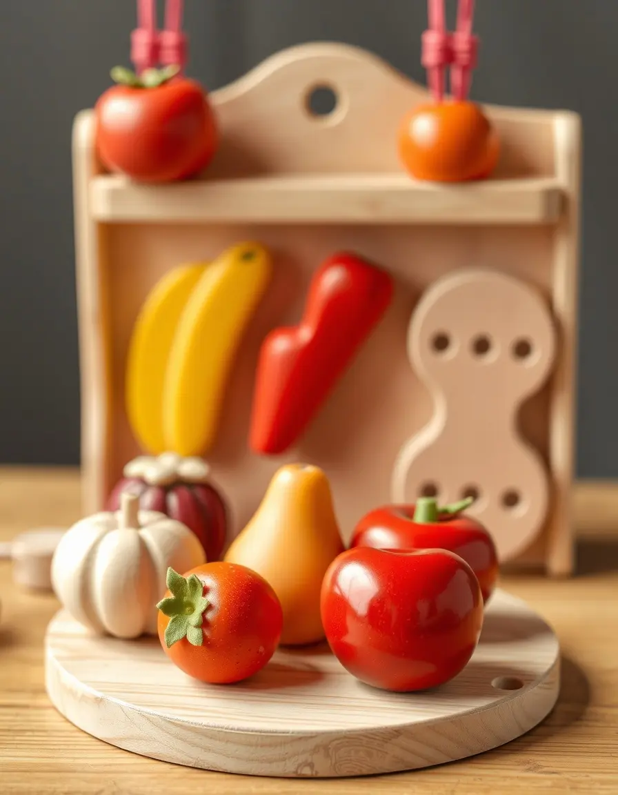 Set di frutta in legno giocattolo con velcro da tagliare