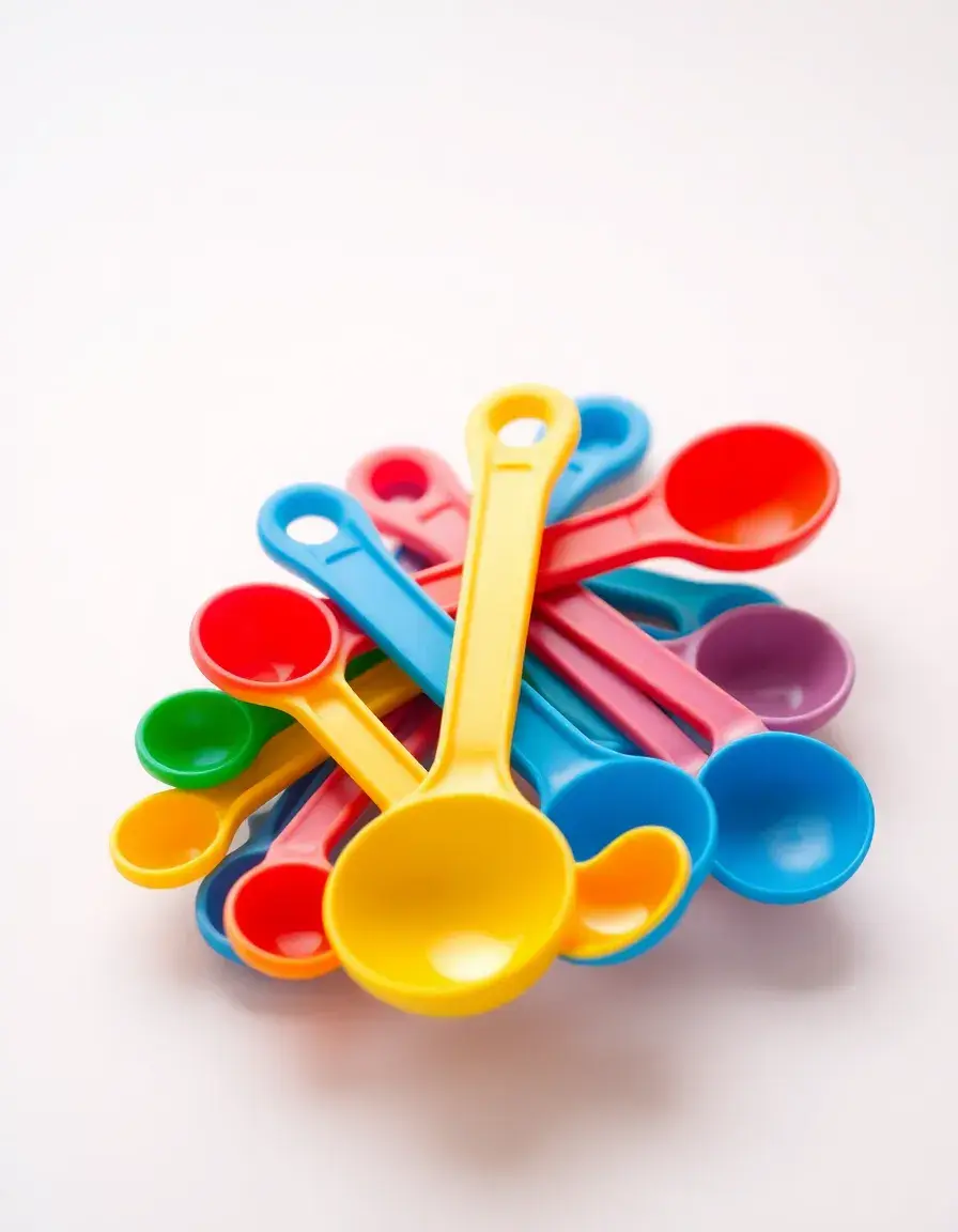 Cucchiai dosatori giocattolo colorati in plastica per piccoli chef
