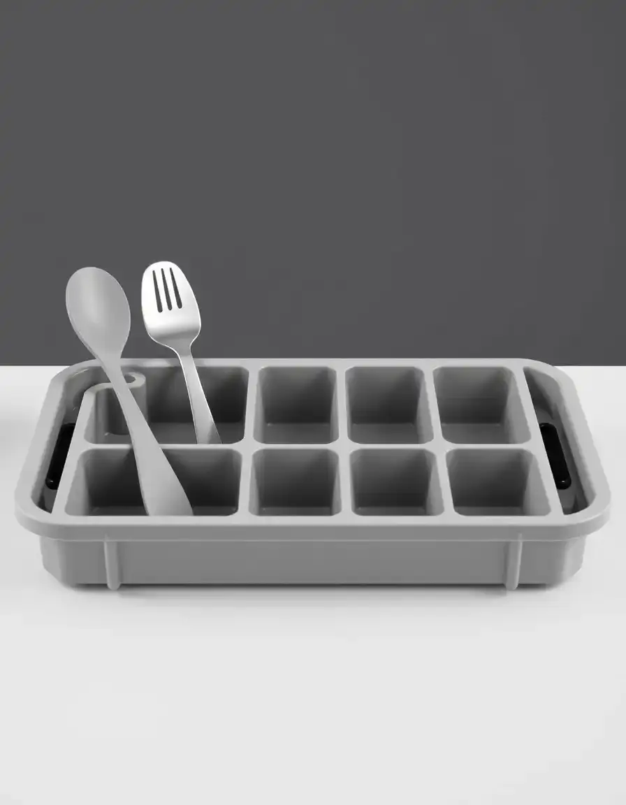 Vassoio portaposate estensibile grigio in plastica
