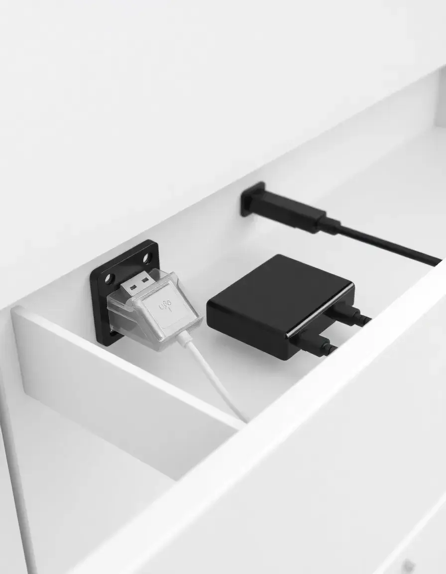Clip adesive per organizzazione cavi in un cassetto