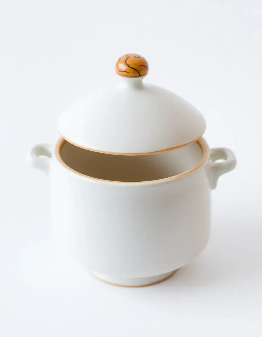 Scalda sake in ceramica bianca con coperchio per servizio tradizionale