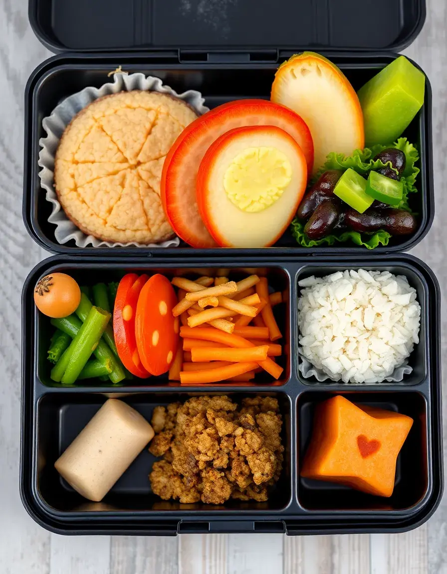 Bento box nero a scomparti multipli per il pranzo fuori casa