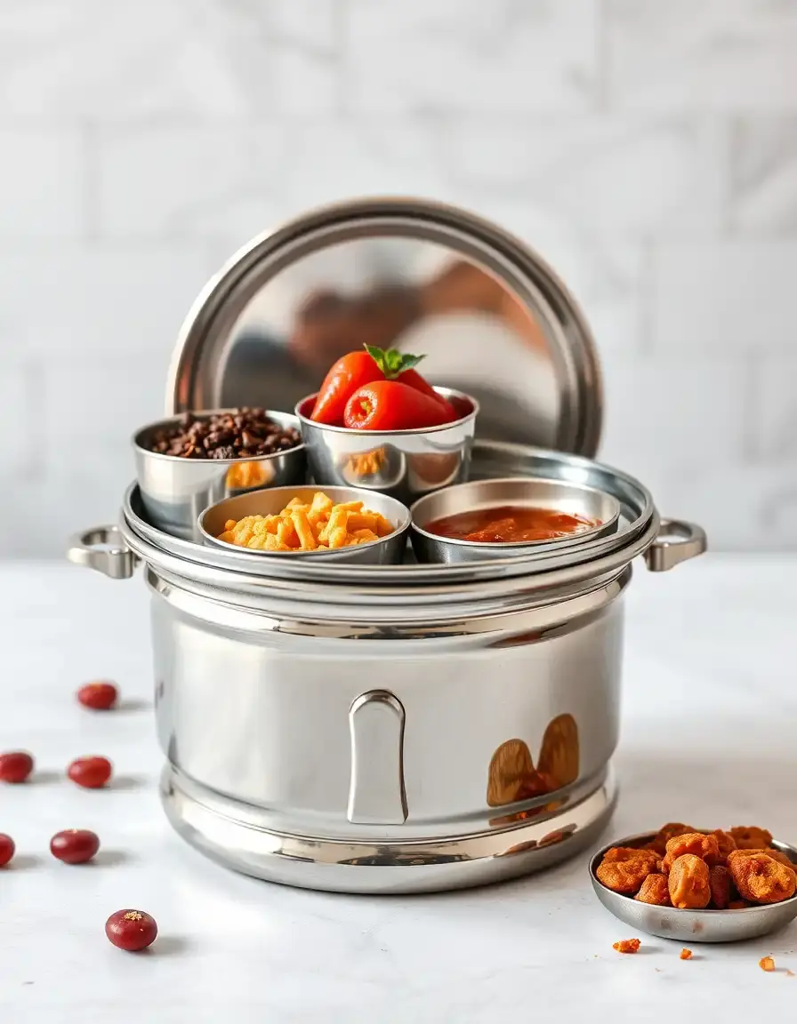 Masala Dabba scatola spezie in acciaio inox con 7 scomparti per cucina indiana